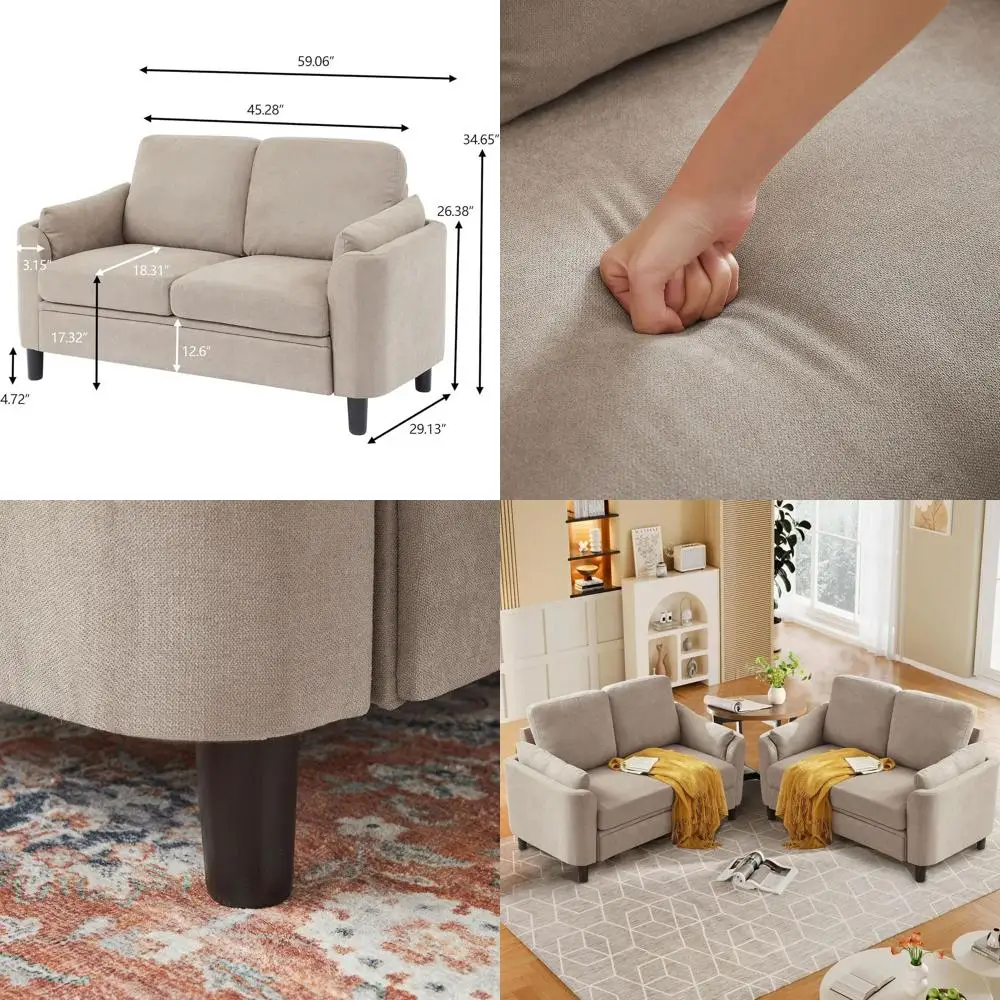 Компактный диван-шезлонг на 60 мест с подушками и деревянными ножками, идеально подходит для небольших гостиных и спален, бежевый
Компактный диван-шезлонг на 60 мест с подушками и деревянными ножками, идеально подходит для небольших гостиных и спален, бежевый