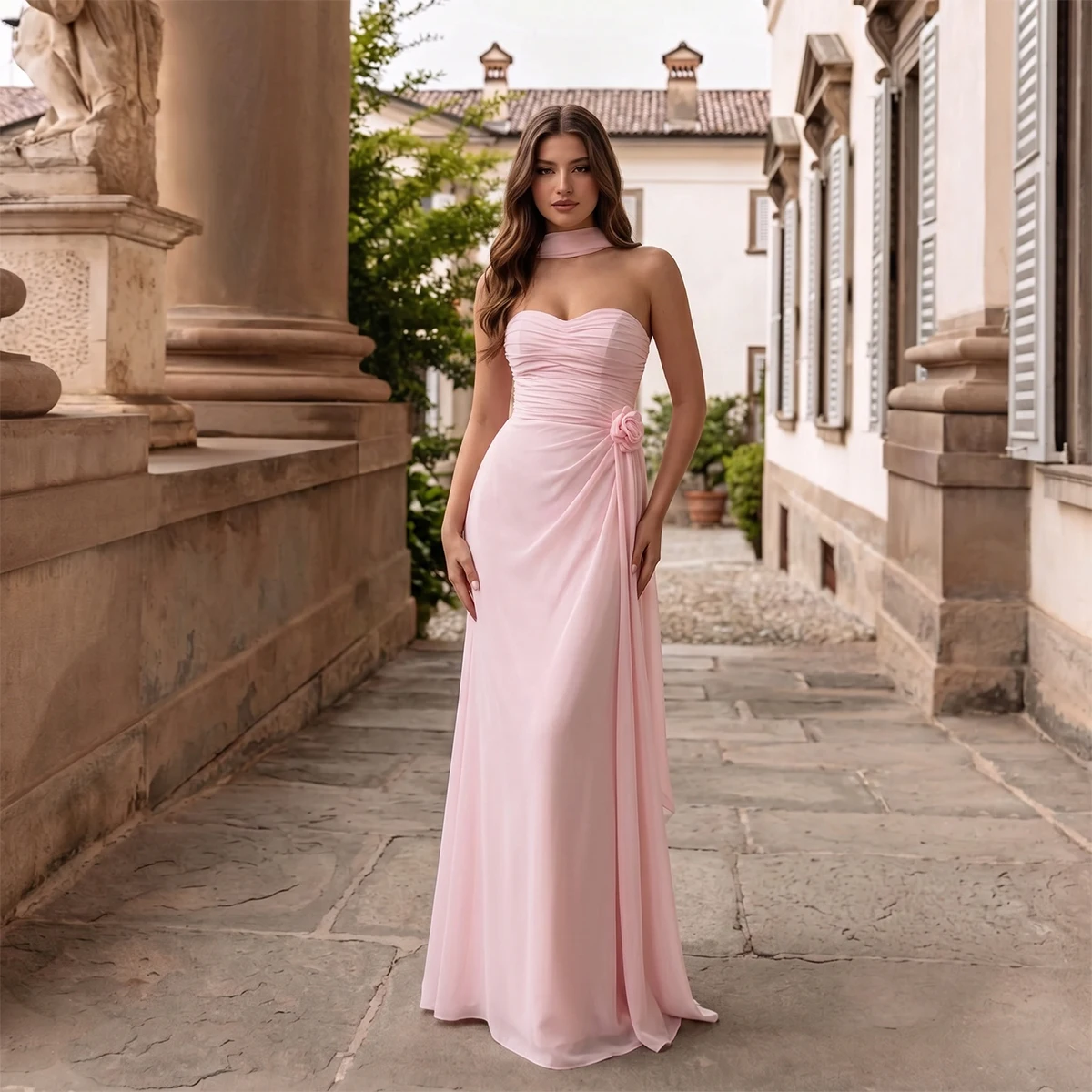 Classic Sweetheart Chiffon Bridesmaid Dresses With Scraf Mermaid Evening Gown For Women Flower Pleated Prom Dress 2026
Classic Sweetheart Chiffon Bridesmaid Dresses With Scraf Mermaid Evening Gown For Women Flower Pleated Prom Dress 2026
