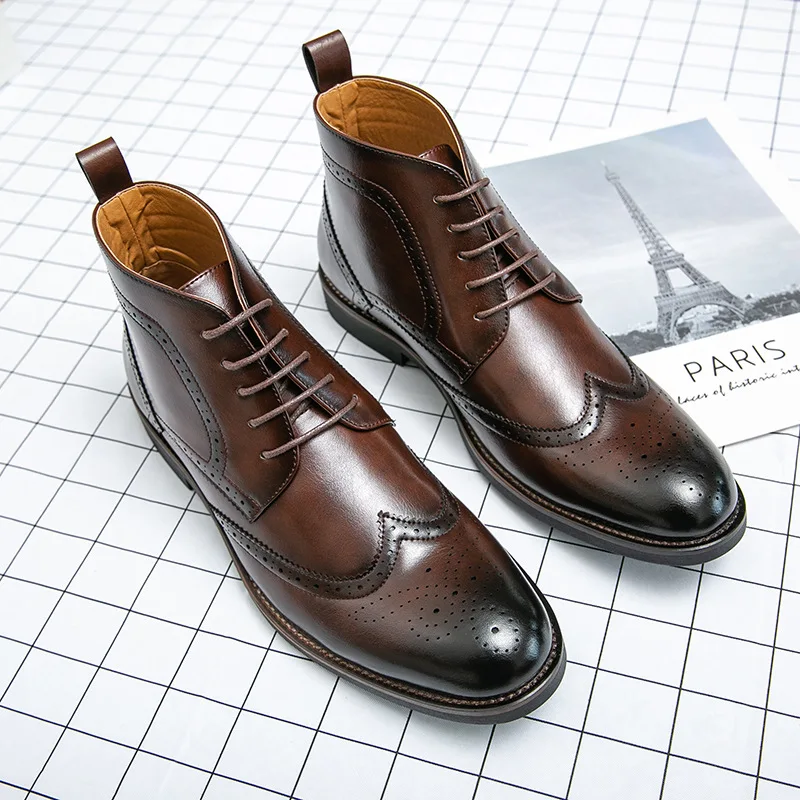 Autumn Carved Brock Pointed Leather Boots Dress Lace-up Casual Shoes Large Size High Top Leather Shoes Short Boots Men's Shoes
Autumn Carved Brock Pointed Leather Boots Dress Lace-up Casual Shoes Large Size High Top Leather Shoes Short Boots Men's Shoes