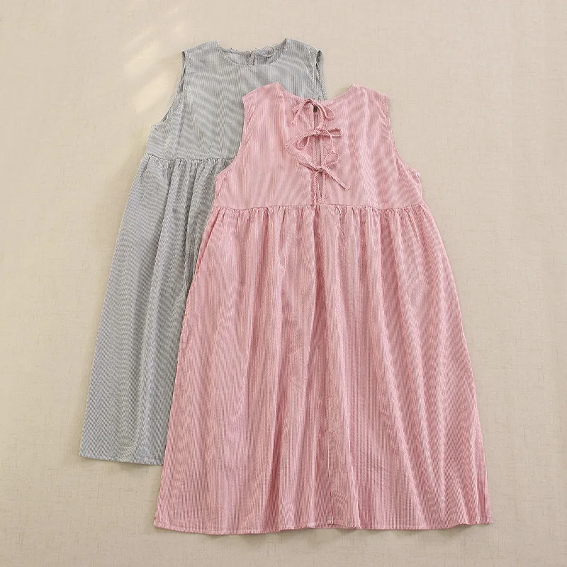 Japanese Vintage Mori Girl Striped Cotton Linen Tank Dress Women Spring Summer O-Neck Sleeveless Casual Loose Midi Dresses
Japanese Vintage Mori Girl Striped Cotton Linen Tank Dress Women Spring Summer O-Neck Sleeveless Casual Loose Midi Dresses