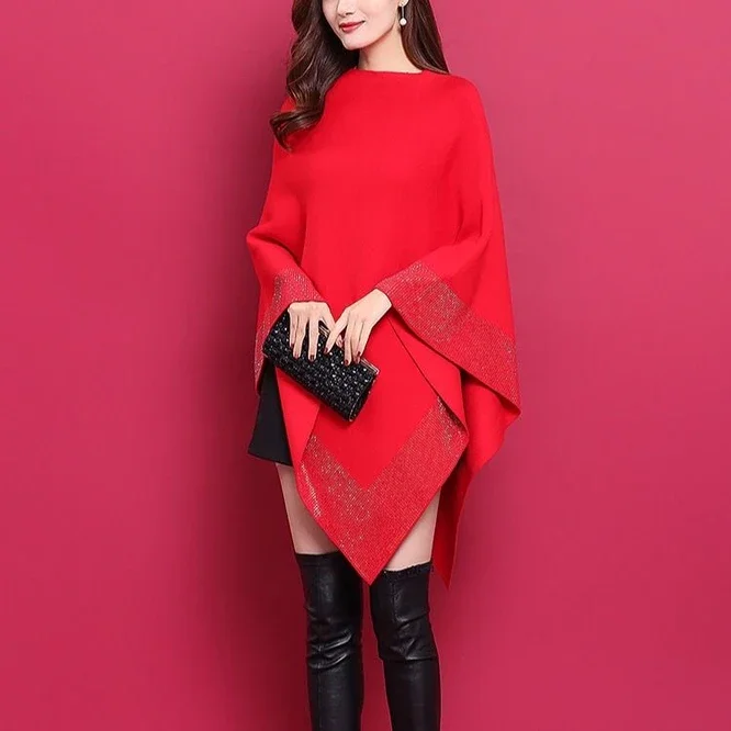 New Autumn Fashion Winter Diamonds Knit Shawl Cloak Loose Plus Size Solid Woman Poncho Cape Pullover Sweater Gray P8
New Autumn Fashion Winter Diamonds Knit Shawl Cloak Loose Plus Size Solid Woman Poncho Cape Pullover Sweater Gray P8