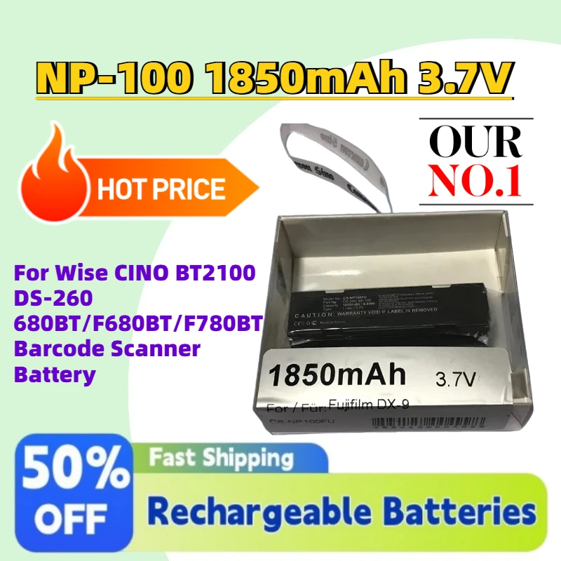 New NP-100 1850mAh 3.7V Rechargeable Li-ion Battery for Wise CINO BT2100 DS-260 680BT/F680BT/F780BT Barcode Scanner Battery
New NP-100 1850mAh 3.7V Rechargeable Li-ion Battery for Wise CINO BT2100 DS-260 680BT/F680BT/F780BT Barcode Scanner Battery