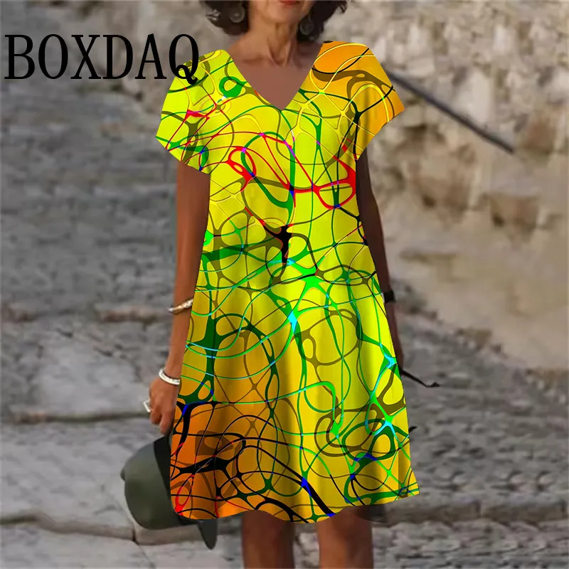 2025 Summer Dresses Women Gradient Painted 3D Print Dress Fashion Plus Size Casual V-Neck Short Sleeve Loose Dress 6XL Clothing
2025 Summer Dresses Women Gradient Painted 3D Print Dress Fashion Plus Size Casual V-Neck Short Sleeve Loose Dress 6XL Clothing