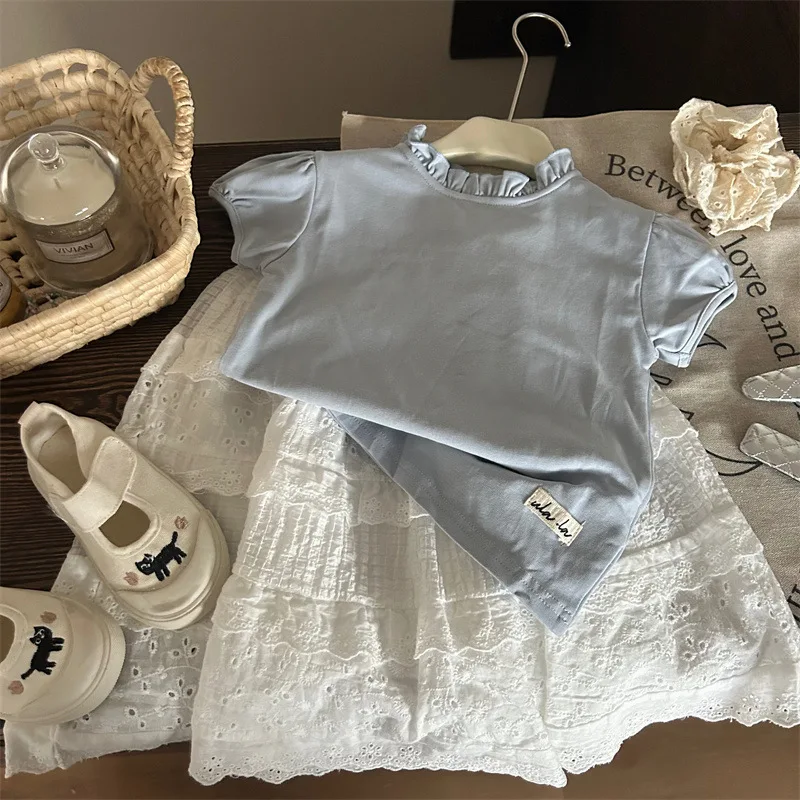 Girls Set 2025 Summer New Childrens Clothes Baby Girl Bubble Sleeve Short Sleeve T-shirt Lace Hollow Half Skirt Two-piece Set
Girls Set 2025 Summer New Childrens Clothes Baby Girl Bubble Sleeve Short Sleeve T-shirt Lace Hollow Half Skirt Two-piece Set