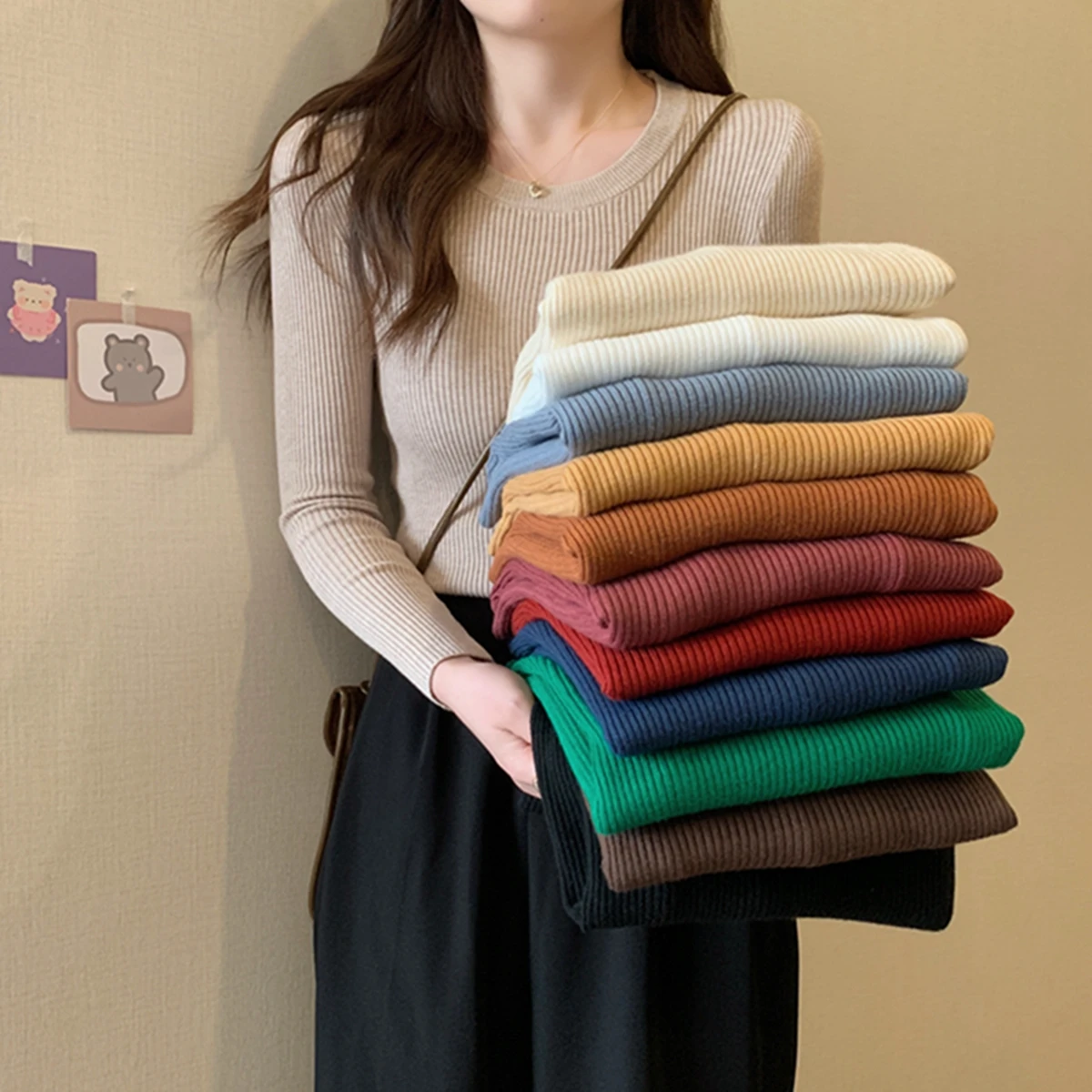 Autumn and Winter Korean Edition Versatile Slim Fit Foundation Underlay Long sleeved Knitted Sweater for Women
Autumn and Winter Korean Edition Versatile Slim Fit Foundation Underlay Long sleeved Knitted Sweater for Women