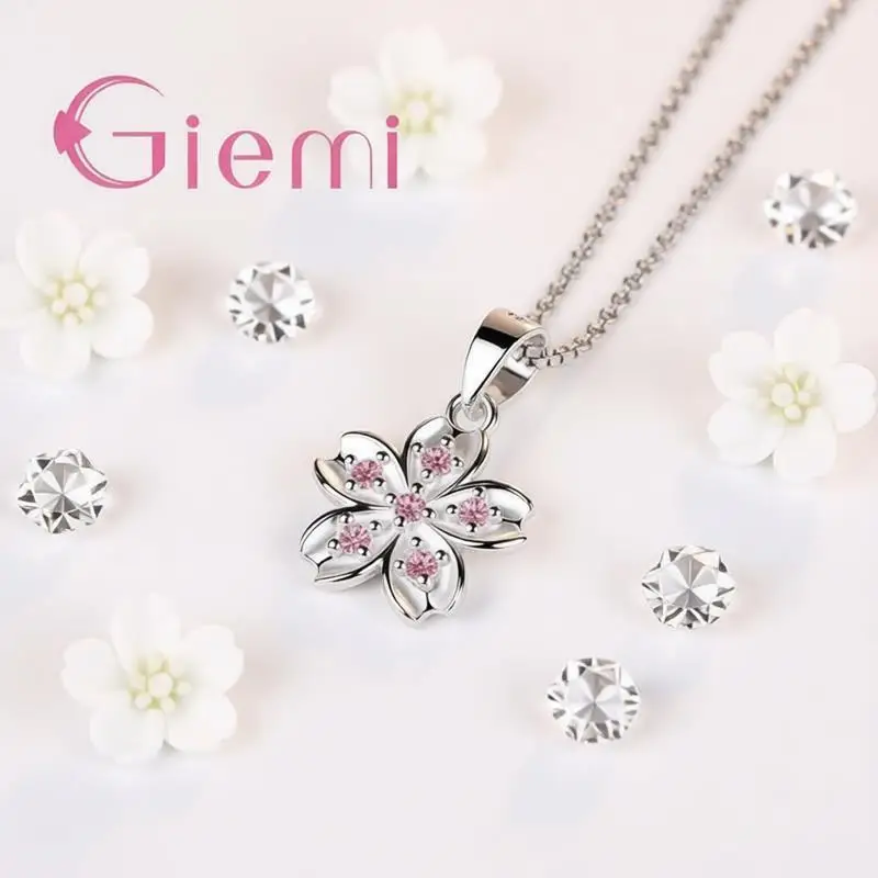 Sweet 925 Sterling Silver Cherry Blossoms Pink Crystal Zircon Pendant Necklaces for Women Wedding Party Fashion Jewelry Gifts
Sweet 925 Sterling Silver Cherry Blossoms Pink Crystal Zircon Pendant Necklaces for Women Wedding Party Fashion Jewelry Gifts