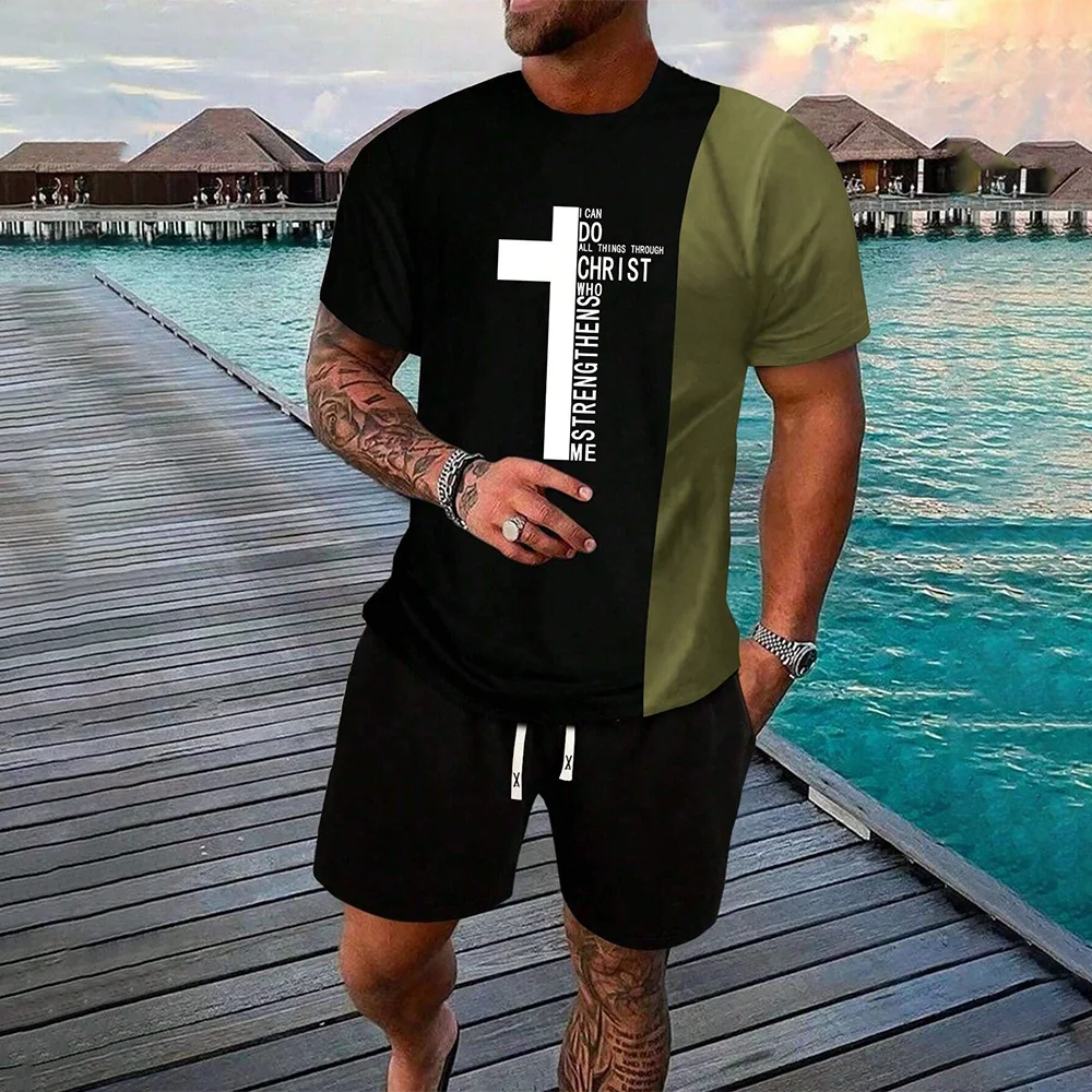 Летние повседневные мужские комплекты: футболка с принтом «Иисус» и шорты, модный контрастный цвет, комплект из 2 предметов, трендовая мужская одежда
Летние повседневные мужские комплекты: футболка с принтом «Иисус» и шорты, модный контрастный цвет, комплект из 2 предметов, трендовая мужская одежда