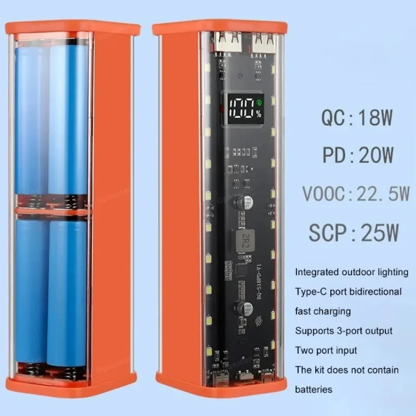 Transparent Shell 8*18650 Power Bank Case 22.5W Fast Charging LED USB C + Micro USB Port Battery Storage Box For iPhone Samsung
Transparent Shell 8*18650 Power Bank Case 22.5W Fast Charging LED USB C + Micro USB Port Battery Storage Box For iPhone Samsung