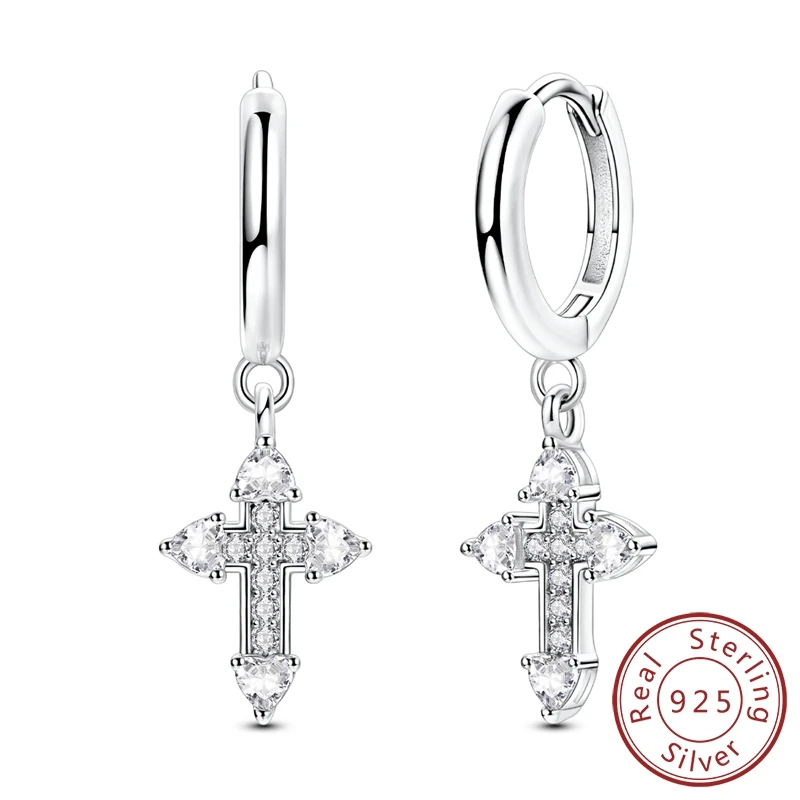 Symbolically 100% 925 Sterling Silver Sparkling Cross Hoop Earrings For Women's Exquisite Gifts
Symbolically 100% 925 Sterling Silver Sparkling Cross Hoop Earrings For Women's Exquisite Gifts