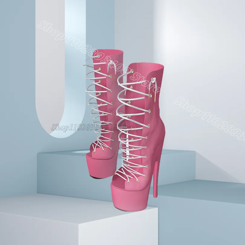 Pink Lace up Stiletto Sandal Boots Platform Open Toe British Style Summer Casual Party for Women Shoes 2025 Zapatos Para Mujere
Pink Lace up Stiletto Sandal Boots Platform Open Toe British Style Summer Casual Party for Women Shoes 2025 Zapatos Para Mujere