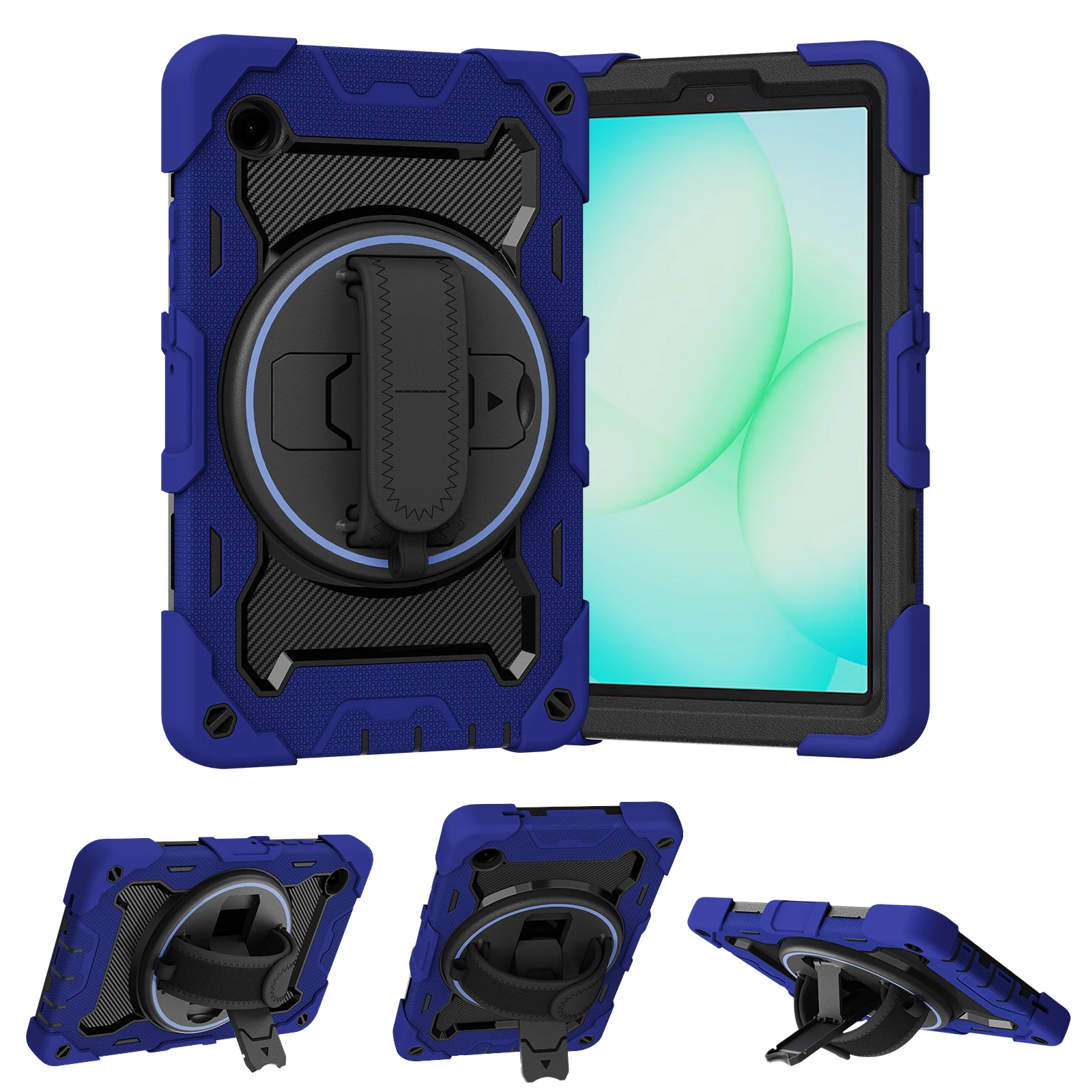 For Samsung Galaxy Tab A11 Case Kickstand Hand Strap PC + Silicone Tablet Cover - Navy Blue
For Samsung Galaxy Tab A11 Case Kickstand Hand Strap PC + Silicone Tablet Cover - Navy Blue