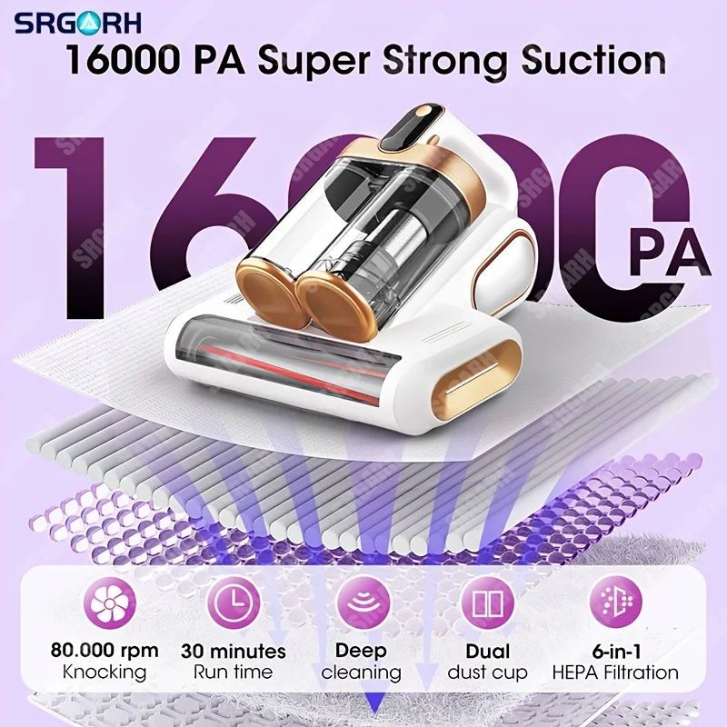 3-minute Fast Charging Cordless Mattress Vacuum Cleaner, 16Kpa Suction Power, 253.7nm UV Light And 80, 000 RPM Sonic Technology,
3-minute Fast Charging Cordless Mattress Vacuum Cleaner, 16Kpa Suction Power, 253.7nm UV Light And 80, 000 RPM Sonic Technology,