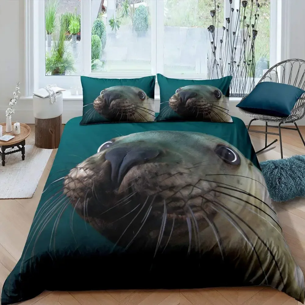 Seal Duvet Cover King Size Lovely Swimming Seal Bedding Set Cute Ocean Exotic Style 2/3pcs Marine Life Polyester Comforter Cover
Seal Duvet Cover King Size Lovely Swimming Seal Bedding Set Cute Ocean Exotic Style 2/3pcs Marine Life Polyester Comforter Cover