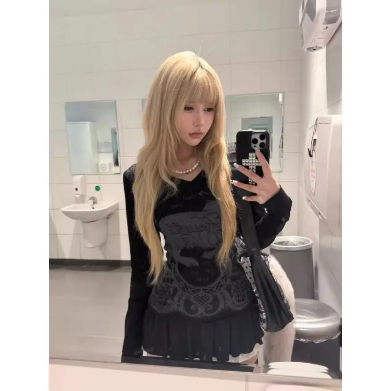 Onalippa американская футболка с длинными рукавами и визуальным принтом Y2k, женская осенняя облегающая футболка с пикантной девушкой для похудения, универсальный топ
Onalippa американская футболка с длинными рукавами и визуальным принтом Y2k, женская осенняя облегающая футболка с пикантной девушкой для похудения, универсальный топ