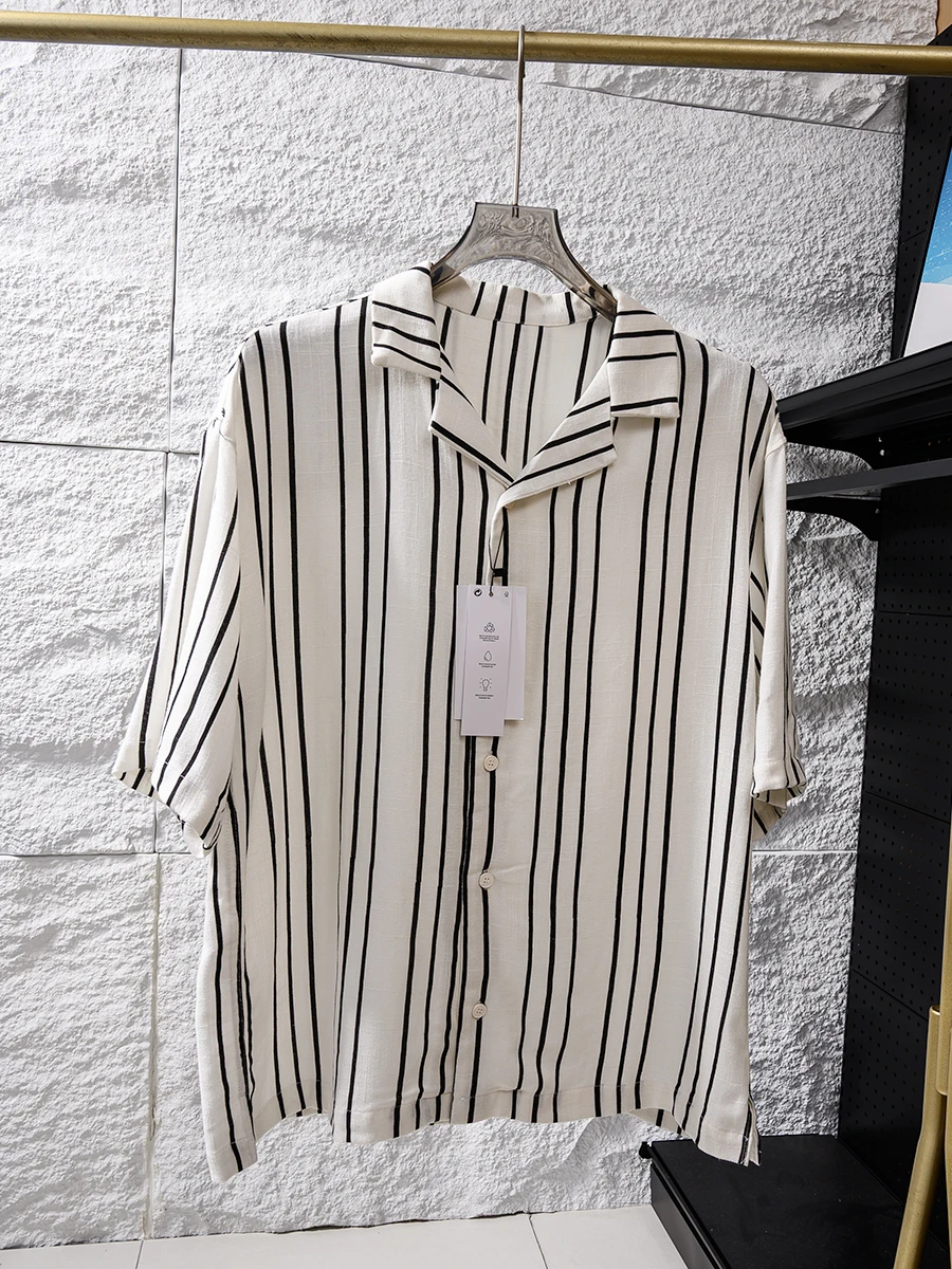 Loose Fit Men's Linen Mix Short Sleeve Shirt Line Summer Breathable Moisture Wicking Youthful Striped Button up
Loose Fit Men's Linen Mix Short Sleeve Shirt Line Summer Breathable Moisture Wicking Youthful Striped Button up