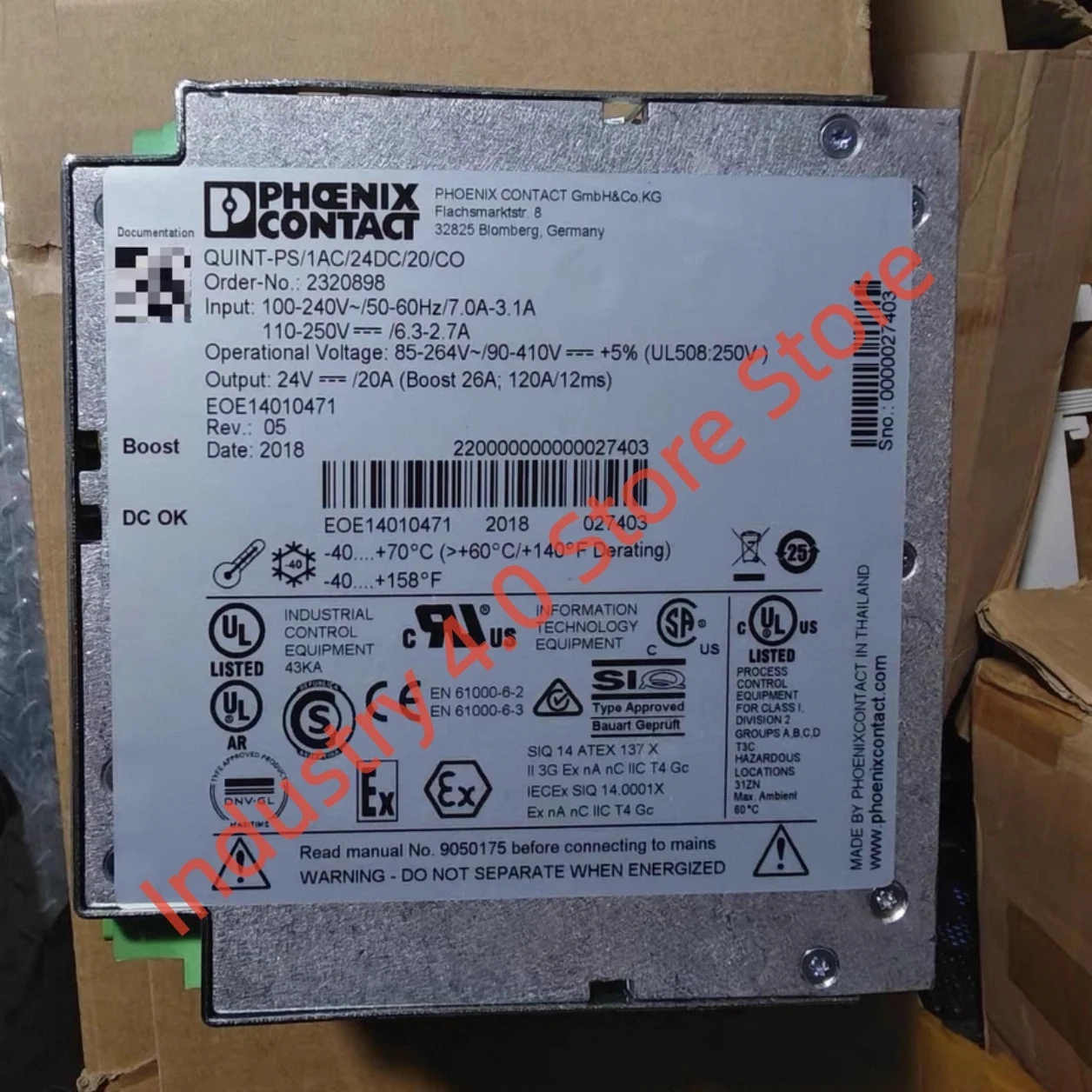 Импульсный блок питания 2320898 QUINT-PS/1AC/24DC/20 CO 100%НОВЫЙ
Импульсный блок питания 2320898 QUINT-PS/1AC/24DC/20 CO 100%НОВЫЙ