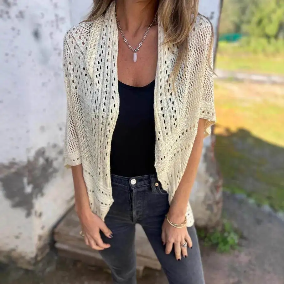Fashionable Hollow out Sleeveless Knitted Cardigan Women's Loose Fit Sweater Cleanfit Style Medium Thickness 3D Effect
Fashionable Hollow out Sleeveless Knitted Cardigan Women's Loose Fit Sweater Cleanfit Style Medium Thickness 3D Effect