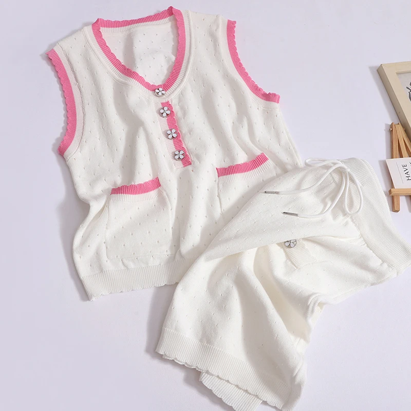 Color Matching Knitted Vest + Skirt 2 Piece Set Women 2024 New Sweet Crochet Knitting Vest High Waist Lace-up Skirt
Color Matching Knitted Vest + Skirt 2 Piece Set Women 2024 New Sweet Crochet Knitting Vest High Waist Lace-up Skirt