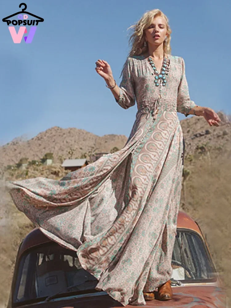 New Summer Women Dress Casual Bohemia Patchwork Imitation Chiffon Print Fringe V-Neck 3/4 Sleeve Beach Party Floor-Length Dress
New Summer Women Dress Casual Bohemia Patchwork Imitation Chiffon Print Fringe V-Neck 3/4 Sleeve Beach Party Floor-Length Dress
