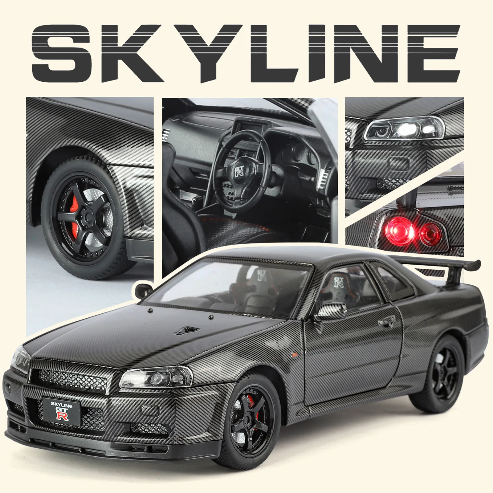 1:24 Limited Edition GTR-R34 Carbon Fiber Edition Alloy Car Model Simulation Ares Sports Car Model Figure Ornament Boy Toy Gift
1:24 Limited Edition GTR-R34 Carbon Fiber Edition Alloy Car Model Simulation Ares Sports Car Model Figure Ornament Boy Toy Gift