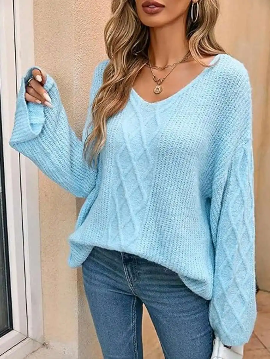 Womens Oversized V-Neck Cable Knit Pullover Sweater Casual Lightweight Long Sleeve
Womens Oversized V-Neck Cable Knit Pullover Sweater Casual Lightweight Long Sleeve
