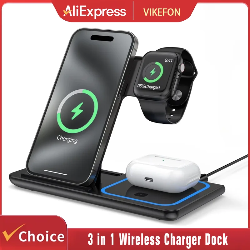 3 in 1 Wireless Charging Station for MagSafe Compatible iPhone 17 16 15 14 Pro Max Apple Watch AirPods Fast Charger Stand Dock
3 in 1 Wireless Charging Station for MagSafe Compatible iPhone 17 16 15 14 Pro Max Apple Watch AirPods Fast Charger Stand Dock