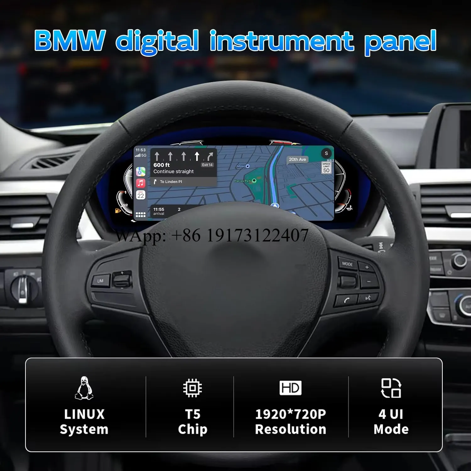 F30 F31 F32 F35 Dashboard Displayer Digital Cluster Instrument Speedometer Wireless CarPlay Android Auto for 3 4 Series M4
F30 F31 F32 F35 Dashboard Displayer Digital Cluster Instrument Speedometer Wireless CarPlay Android Auto for 3 4 Series M4