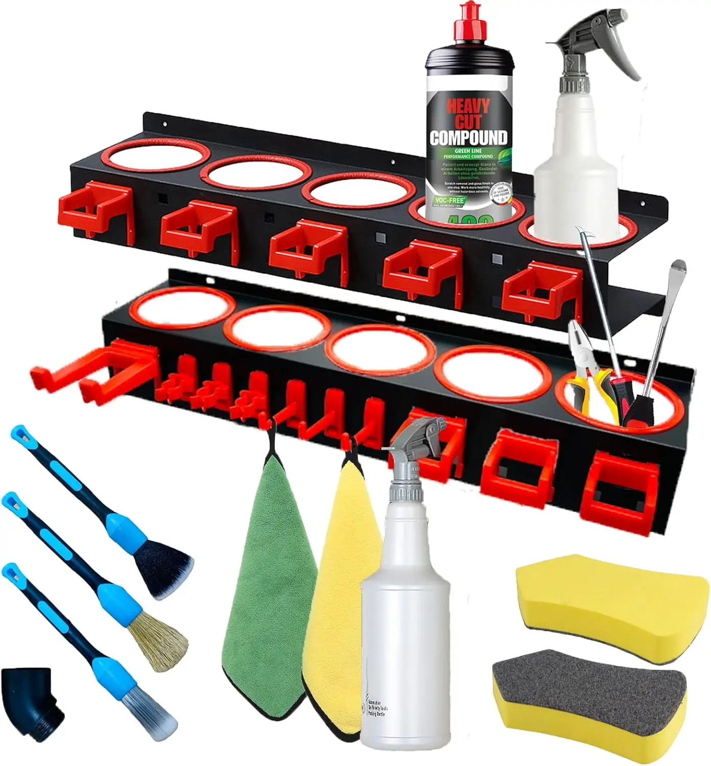 Wall-Mounted Spray Bottle Holder, 2-Pack Garage Organizer for Car Cleaning Tools & Detailing Accessories
Wall-Mounted Spray Bottle Holder, 2-Pack Garage Organizer for Car Cleaning Tools & Detailing Accessories