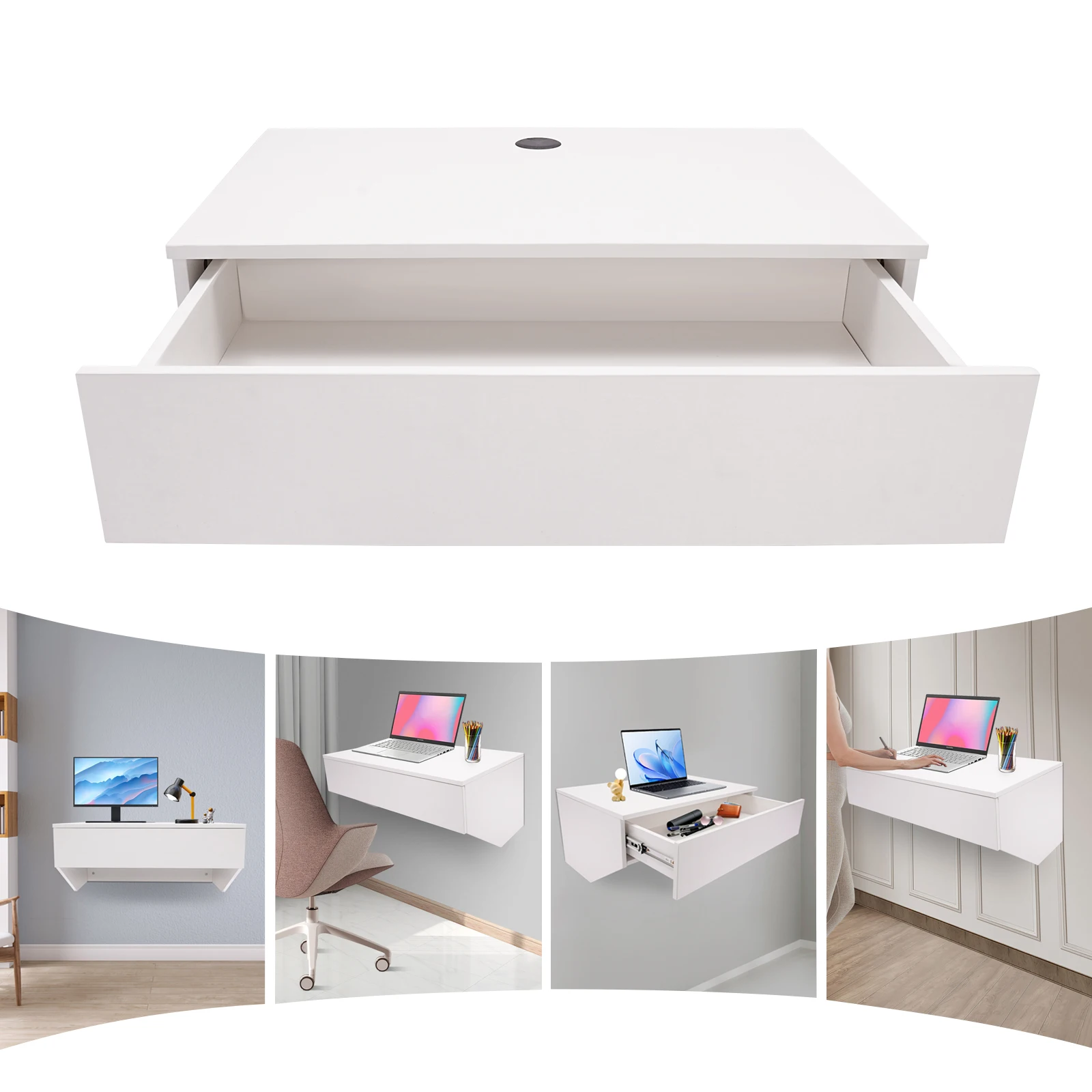 Floating Desk with Pull Out Drawer, Wall Mounted Laptop Computer Write Study Table Multifunctional Workstation Office Organizer
Floating Desk with Pull Out Drawer, Wall Mounted Laptop Computer Write Study Table Multifunctional Workstation Office Organizer