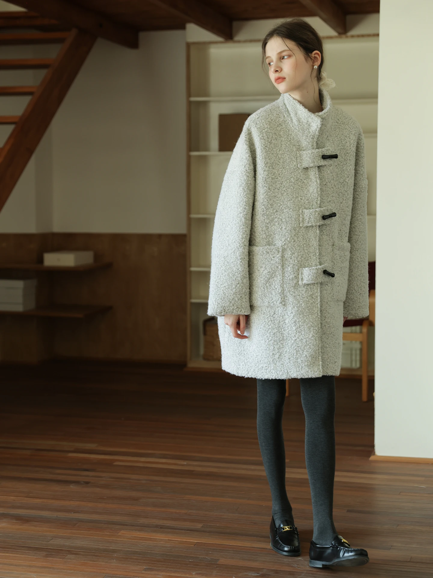 Retro Light ey Versatile Stand Collar Jaet College Sle Mid-Length Woolen Coat Button Closure Loose Fit Commute Wear
Retro Light ey Versatile Stand Collar Jaet College Sle Mid-Length Woolen Coat Button Closure Loose Fit Commute Wear