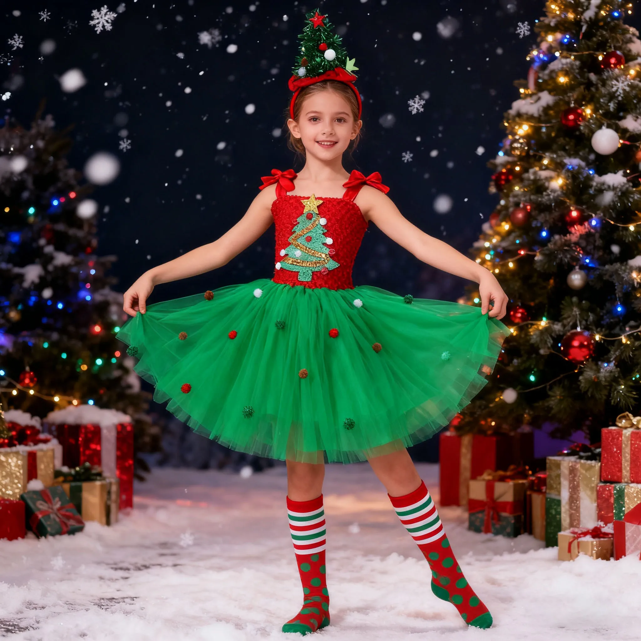 Блестящие рождественские детские костюмы для девочек, красные, зеленые праздничные платья, новогодняя елка, детская одежда для выступлений на сцене
Блестящие рождественские детские костюмы для девочек, красные, зеленые праздничные платья, новогодняя елка, детская одежда для выступлений на сцене