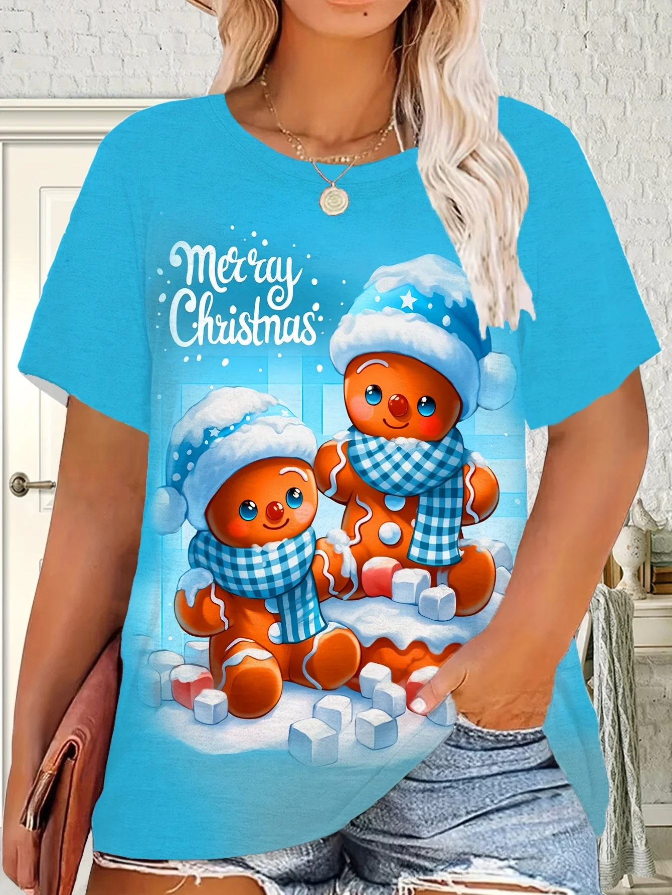 Женская рождественская футболка с 3D принтом пряников, мужские футболки и снежинки, круглый вырез, летний топ с короткими рукавами, женский тканевый топ Y2k
Женская рождественская футболка с 3D принтом пряников, мужские футболки и снежинки, круглый вырез, летний топ с короткими рукавами, женский тканевый топ Y2k