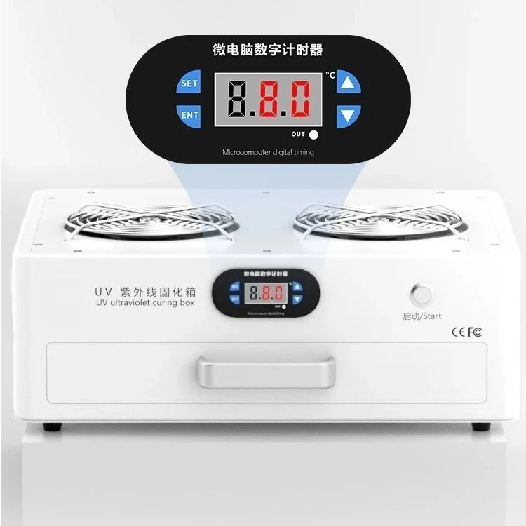 905A UV Curing Box 365nm Professional Phone Screen Repair Tool for LCD, OLED & Curved Glass with Fast UV Glue Drying
905A UV Curing Box 365nm Professional Phone Screen Repair Tool for LCD, OLED & Curved Glass with Fast UV Glue Drying