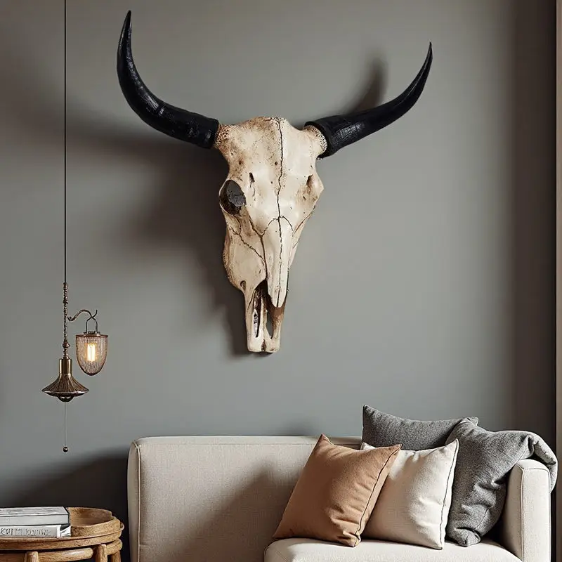 Vintage Resin Statue Cow Horn Skull Art Crafts Ornament Hang to Wall Cow Bull Animal Head Sculpture Hanging Home Office Decor
Vintage Resin Statue Cow Horn Skull Art Crafts Ornament Hang to Wall Cow Bull Animal Head Sculpture Hanging Home Office Decor