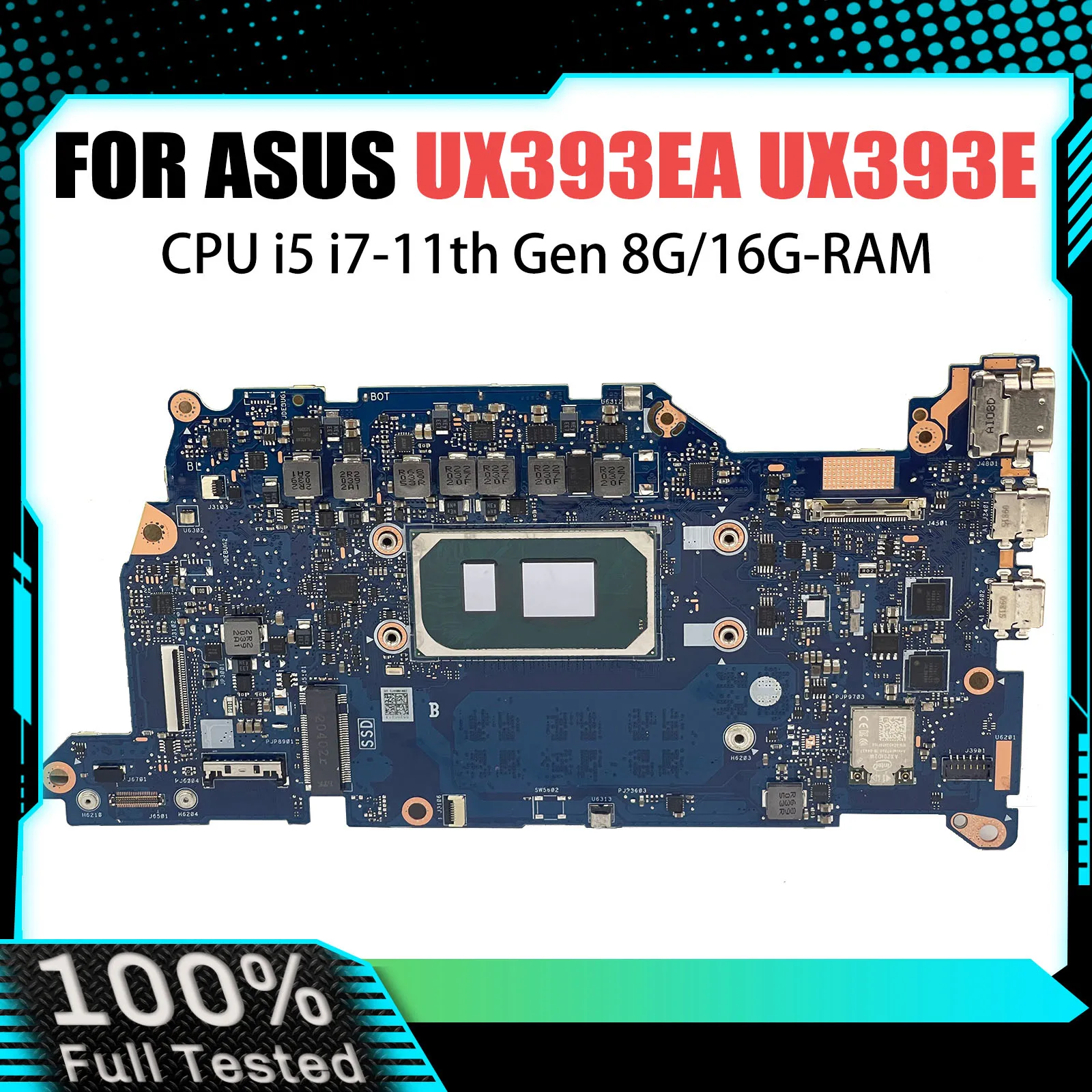 UX393EA Mainboard For Asus UX393EA UX393 UX393E Laptop Motherboard With CPU I5 I7 11th 8GB/16GB RAM 100% Tested Working
UX393EA Mainboard For Asus UX393EA UX393 UX393E Laptop Motherboard With CPU I5 I7 11th 8GB/16GB RAM 100% Tested Working