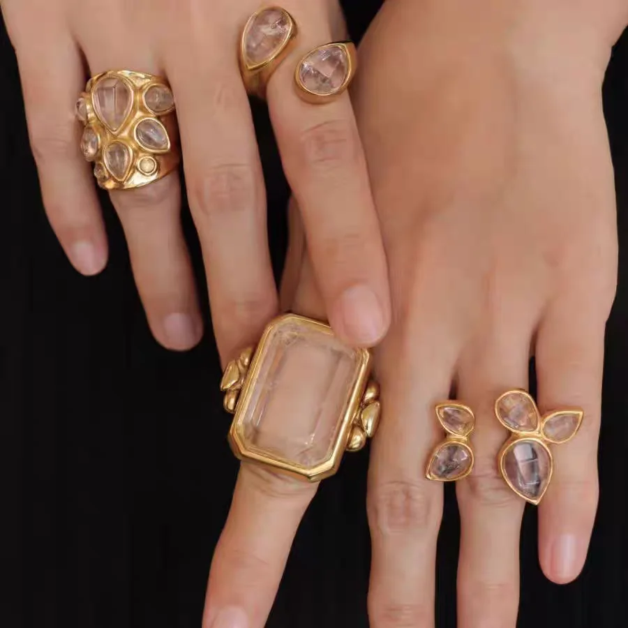 Brass Natural Crystal Solid Floral Rings Punk Gothic Party Designer Club Cocktail Party Gown Amazing Gift Trendy Top Jewelry
Brass Natural Crystal Solid Floral Rings Punk Gothic Party Designer Club Cocktail Party Gown Amazing Gift Trendy Top Jewelry