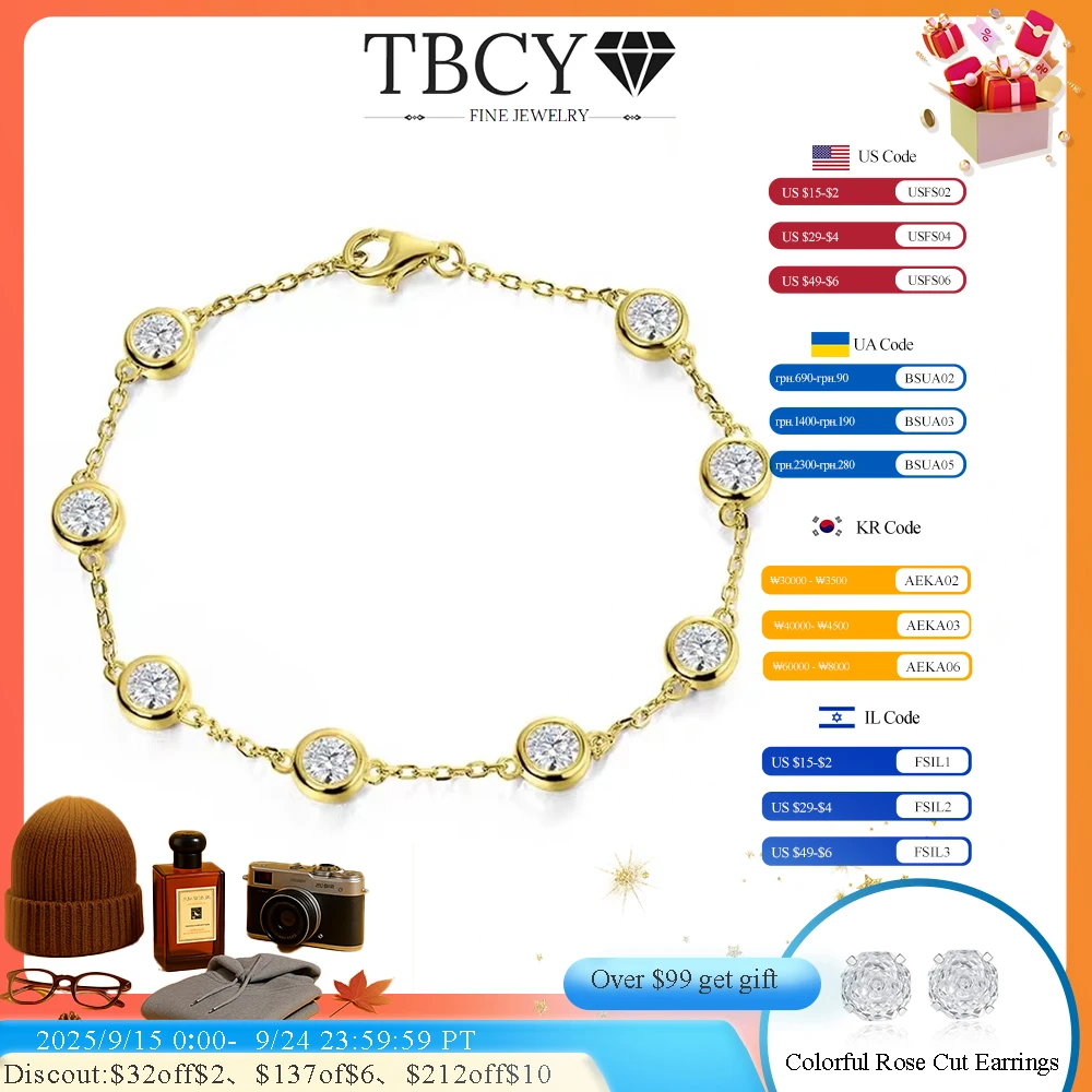 TBCYD 4MM 2.4cttw Round Bubble Moissanite Bezel Bracelet For Women 925 Sterling Silver Diamond Hand Chain Rhodium Plated Jewelry
TBCYD 4MM 2.4cttw Round Bubble Moissanite Bezel Bracelet For Women 925 Sterling Silver Diamond Hand Chain Rhodium Plated Jewelry