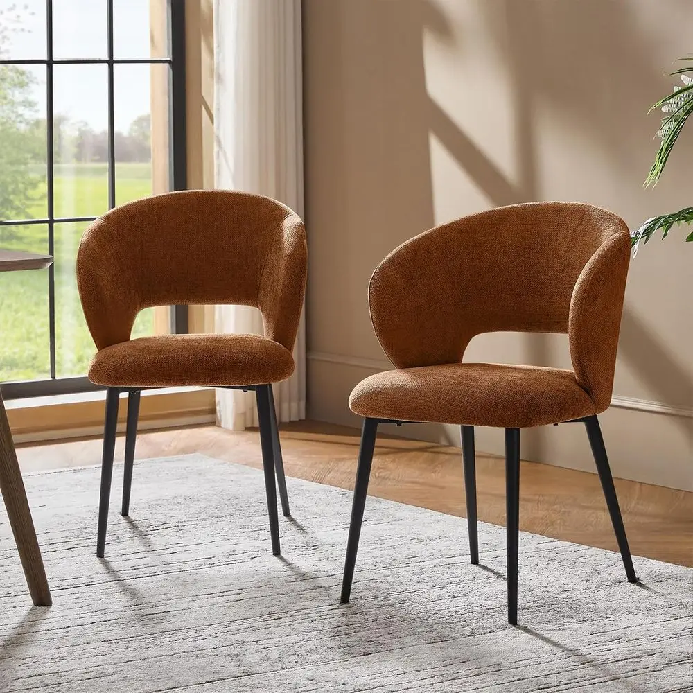 Pair of Fabric-Covered Dining Chairs with Armrests and Curved Backrests, Metal Legs, Suitable for Home and Commercial Use, Rusti
Pair of Fabric-Covered Dining Chairs with Armrests and Curved Backrests, Metal Legs, Suitable for Home and Commercial Use, Rusti