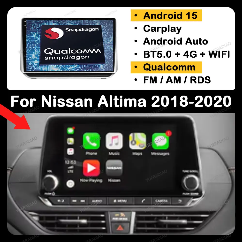 Android 15 беспроводной Carplay Auto для Nissan Altima L34 2018 2019 2020 автомобильный радиоприемник мультимедийный видеоплеер NAVI GPS 4G LTE 5G WIFI
Android 15 беспроводной Carplay Auto для Nissan Altima L34 2018 2019 2020 автомобильный радиоприемник мультимедийный видеоплеер NAVI GPS 4G LTE 5G WIFI
