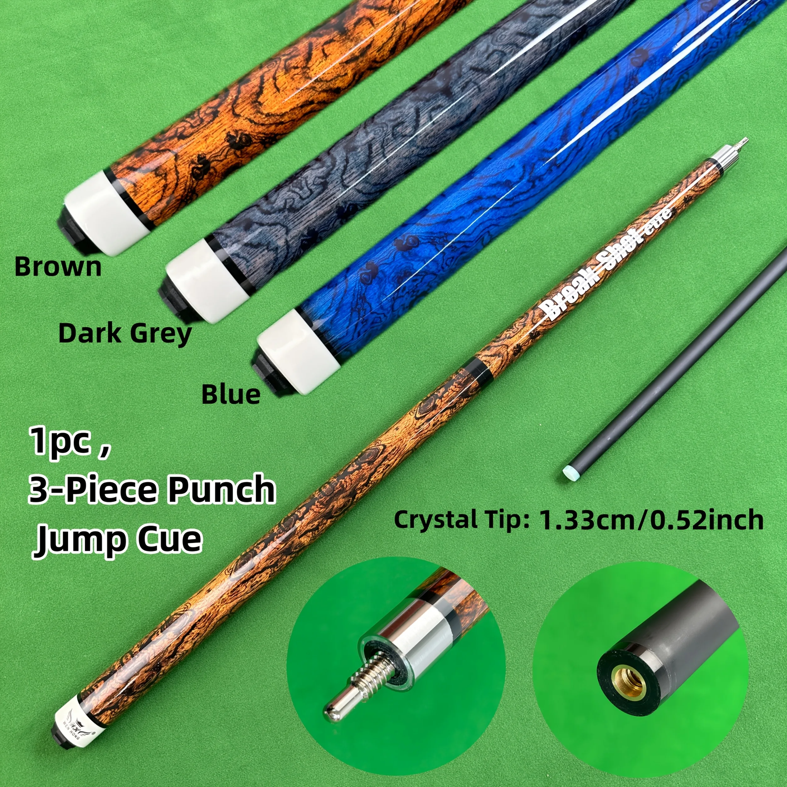 3-Piece Fiberglass Jump Break Pool Cue 13mm Hard Tip Powerful Breaking Jump Billiard Stick
3-Piece Fiberglass Jump Break Pool Cue 13mm Hard Tip Powerful Breaking Jump Billiard Stick