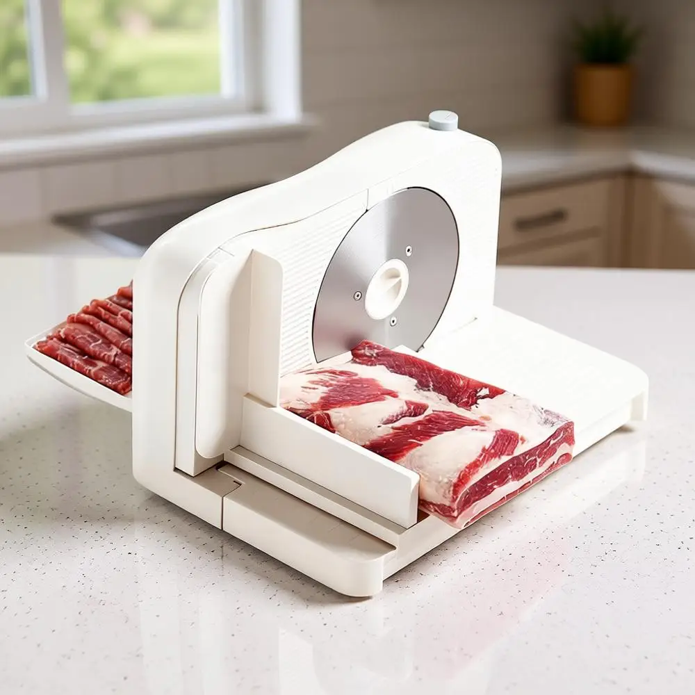 150W Deli Meat Slicer with 6.7 Blade, Child Lock, Adjustable Thickness, Portable Food Cutter for Breads, Meats (White)
150W Deli Meat Slicer with 6.7 Blade, Child Lock, Adjustable Thickness, Portable Food Cutter for Breads, Meats (White)