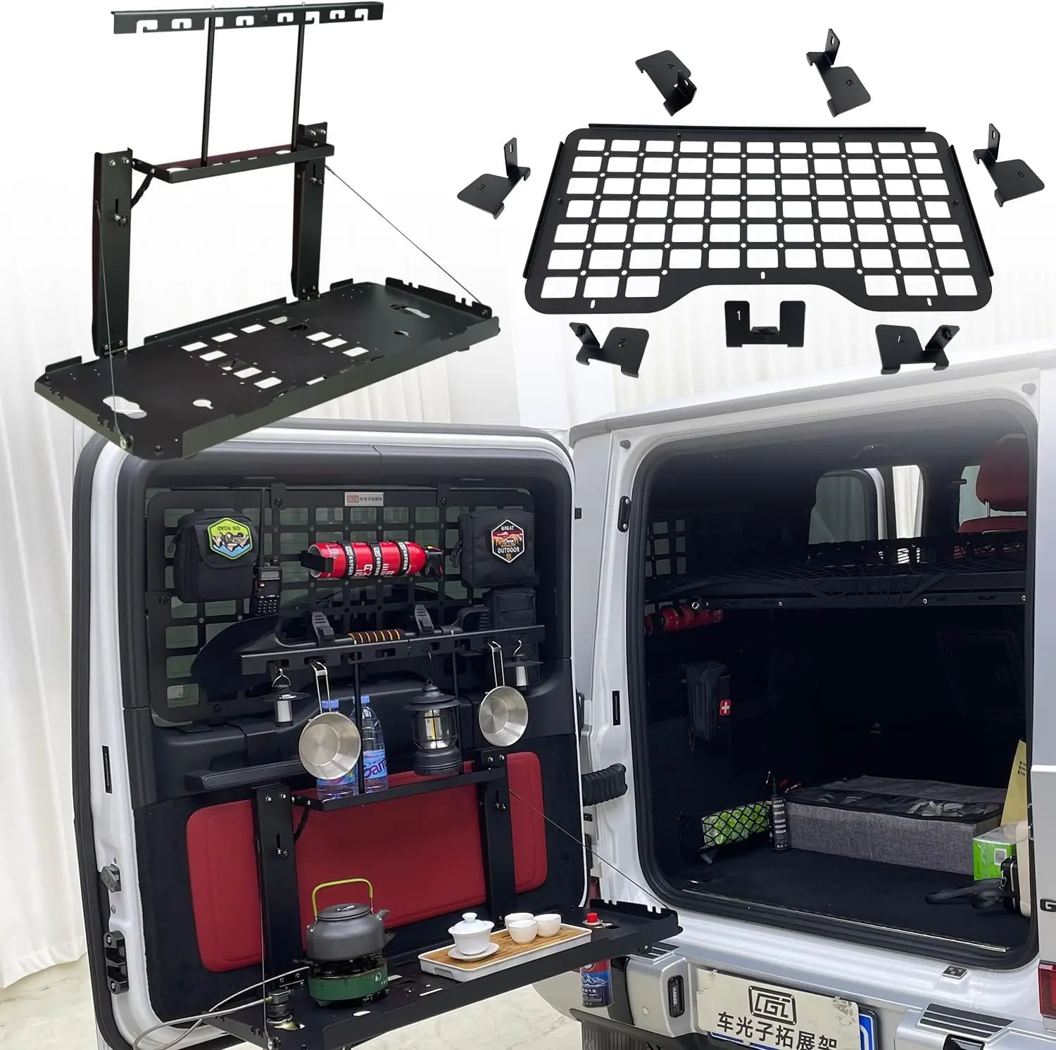 For Mercedes-Benz G-Class G63 G500 G350 2019-2024 Tail Window Organizer Rack Molle Panel Tailgate Storage Racks Folding Table
For Mercedes-Benz G-Class G63 G500 G350 2019-2024 Tail Window Organizer Rack Molle Panel Tailgate Storage Racks Folding Table