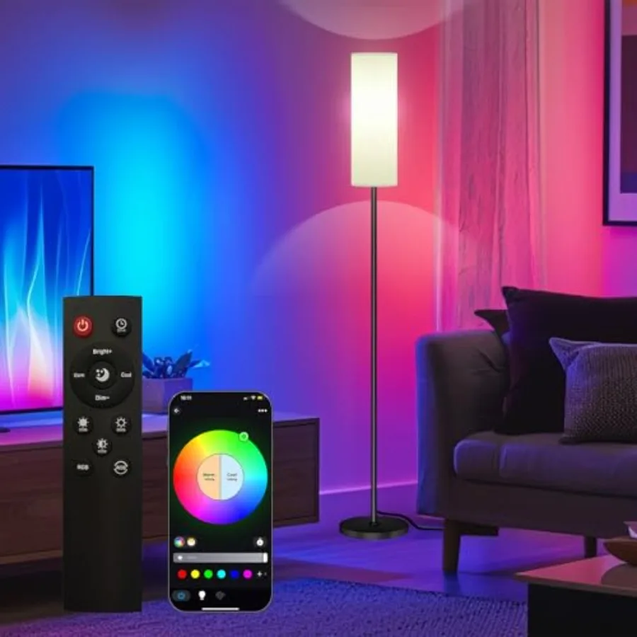 Smart LED Floor Lamp with APP Control and RGB Colors - Dimmable Standing Lamp for Living Room, Bedroom, Gaming - Remote, Timer,
Smart LED Floor Lamp with APP Control and RGB Colors - Dimmable Standing Lamp for Living Room, Bedroom, Gaming - Remote, Timer,
