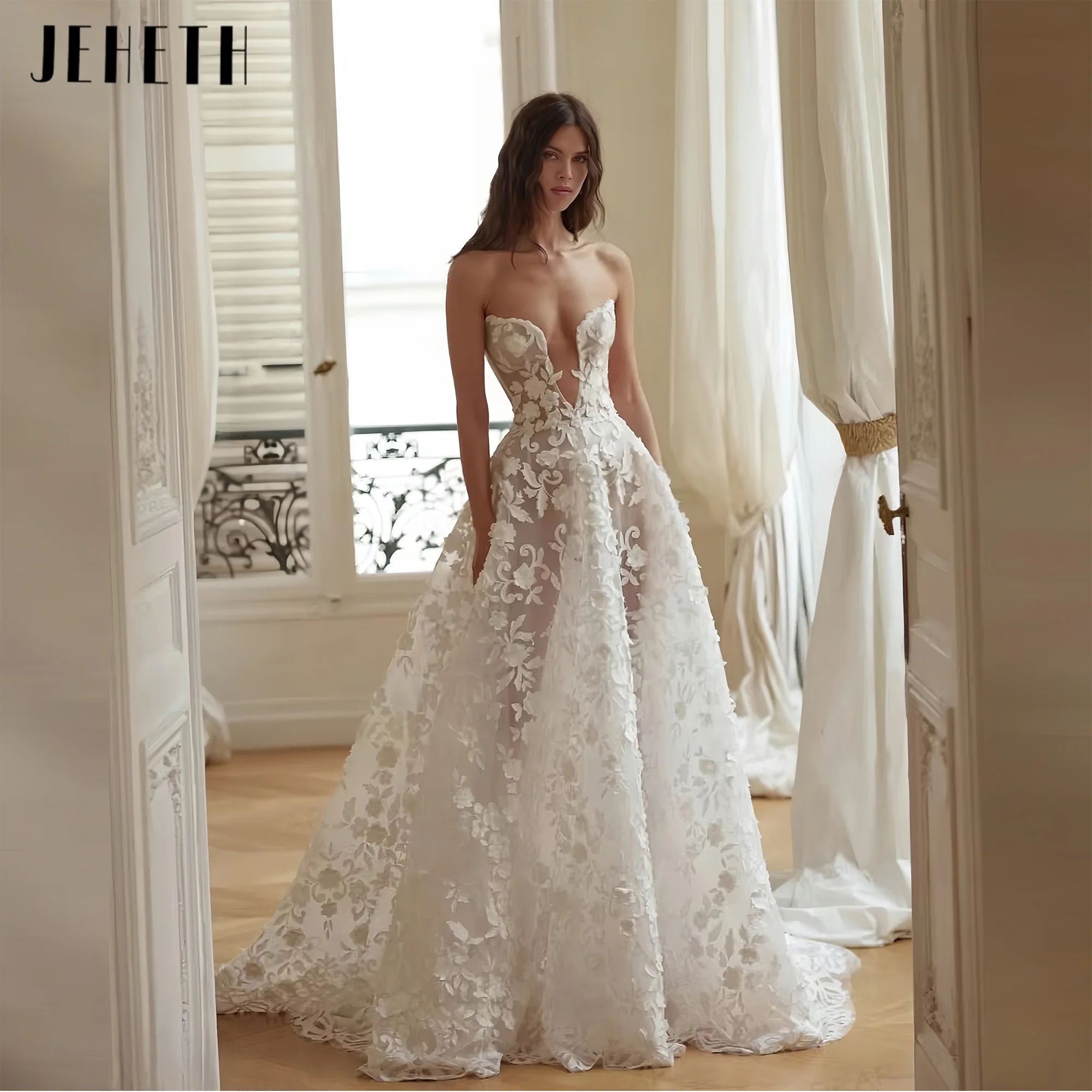 Luxury Boho Elegant Wedding Dress A-Line Women's Appliques Flowers Sleeveless Backless Bridal Gowns Vestidos De Novia Customized
Luxury Boho Elegant Wedding Dress A-Line Women's Appliques Flowers Sleeveless Backless Bridal Gowns Vestidos De Novia Customized