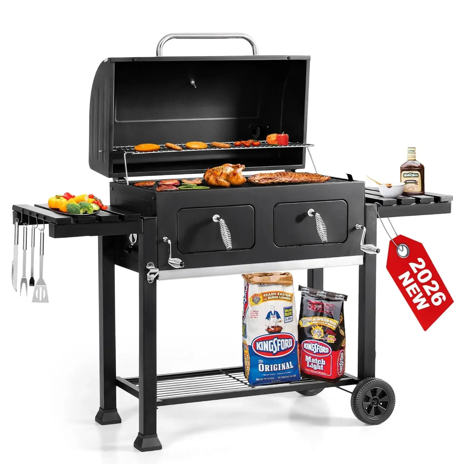 34in Barrel Charcoal Grill 794sq.in Cooking Area Dual Height Adjustable Pans Outdoor Backyard Picnic Camping Custom
34in Barrel Charcoal Grill 794sq.in Cooking Area Dual Height Adjustable Pans Outdoor Backyard Picnic Camping Custom