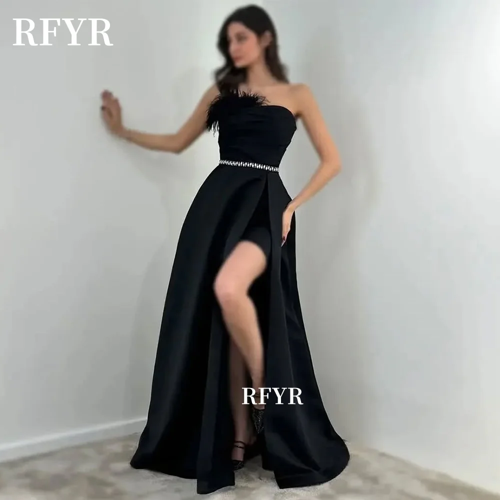 RFYR A Line Prom Dress Feathers Party Dress with Belt Evening DressHigh Slit Celebrity Dress for Arabic Women Customized
RFYR A Line Prom Dress Feathers Party Dress with Belt Evening DressHigh Slit Celebrity Dress for Arabic Women Customized