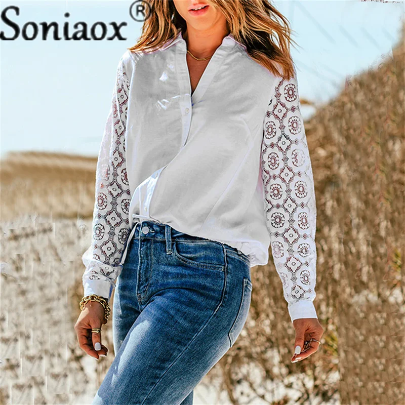 2022 Autumn New Fashion Blouse Tops Women Long Sleeve Lace Patchwork Blouse Ladies Casual Sexy V-Neck Solid Color Street Shirt
2022 Autumn New Fashion Blouse Tops Women Long Sleeve Lace Patchwork Blouse Ladies Casual Sexy V-Neck Solid Color Street Shirt