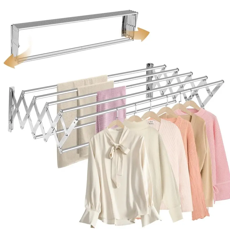 Wall Mounted Clothes Drying Rack, 130 LBS Large Capacity Rustproof Retractable Clothes Rack, Collapsible Drying Rack Easy to Ins
Wall Mounted Clothes Drying Rack, 130 LBS Large Capacity Rustproof Retractable Clothes Rack, Collapsible Drying Rack Easy to Ins