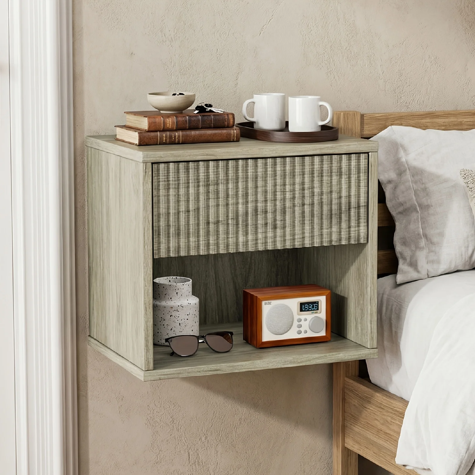 Bonnlo Modern Floating Nightstand with Drawer & Storage Shelf Suitable for Bedroom, MDF Bedside Table with Frame, Compact Space-Saving, Low Profile End Table for Small Spaces, No Assembly Required for
Bonnlo Modern Floating Nightstand with Drawer & Storage Shelf Suitable for Bedroom, MDF Bedside Table with Frame, Compact Space-Saving, Low Profile End Table for Small Spaces, No Assembly Required for