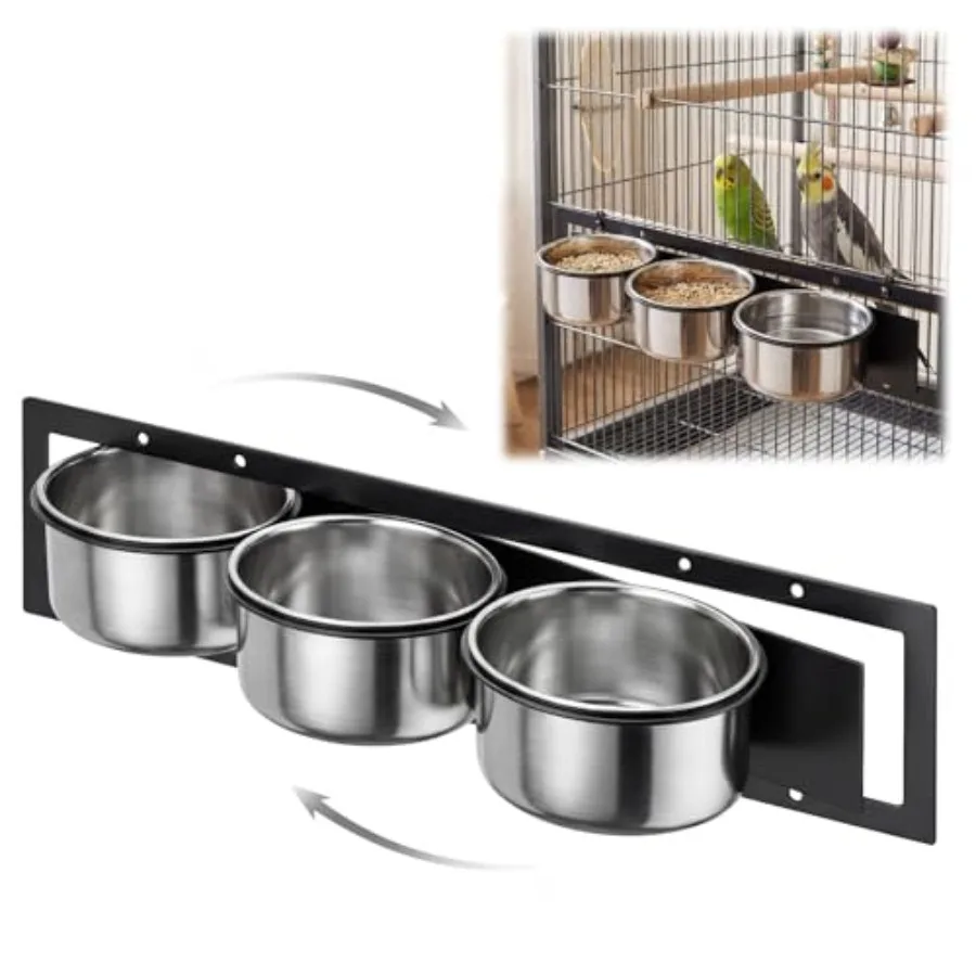 3 Pcs Stainless Steel Bird Feeder Cups with Swing Gate Durable Rustproof Feeder with Holder 18.9" x 5.12" for Parrots Cockatiel
3 Pcs Stainless Steel Bird Feeder Cups with Swing Gate Durable Rustproof Feeder with Holder 18.9" x 5.12" for Parrots Cockatiel